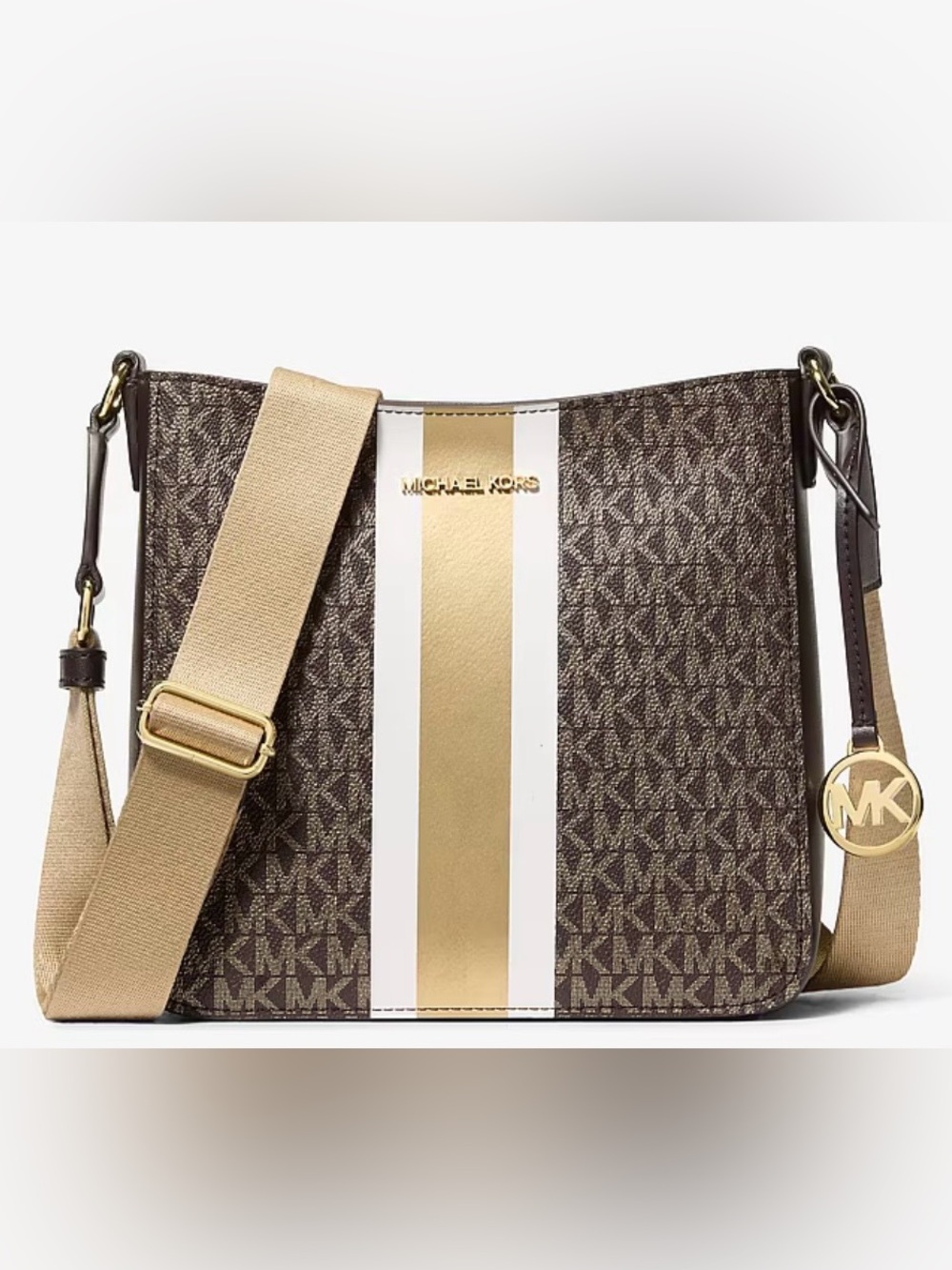 Michael Kors Jet Set Signature Logo Stripe Crossbody Bag with Free Dust Bag. - Picture 3 of 11